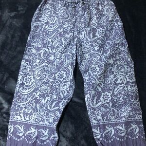 Nick & Sarah Blue White Paisley Print Linen Blend Pants